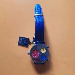 Pippo Blue Multi-Dial Leather Strap Watch